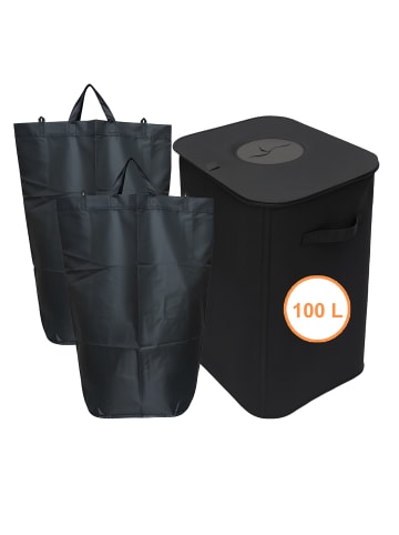 relaxdays Pfandflaschen-Sammelbehälter in Schwarz - 100 l