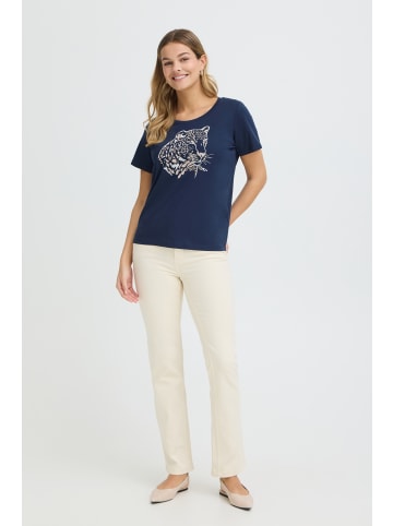 Fransa Kurzarm-Bluse FREVANI Regular fit in NAVY LEOP