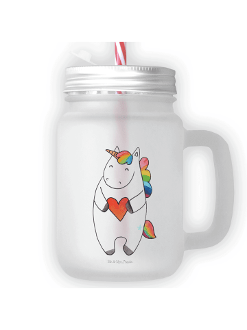 Mr. & Mrs. Panda Trinkglas Mason Jar Einhorn Herz ohne Spruch in Transparent