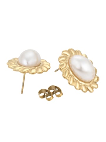 faina Women Stud Earrings in Gold White