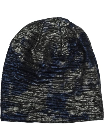 styleBREAKER Beanie Mütze in Schwarz-Blau-Silber