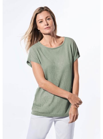 GOLDNER Kurzgröße:  Shirt Shirt in Leinenoptik in baummoos