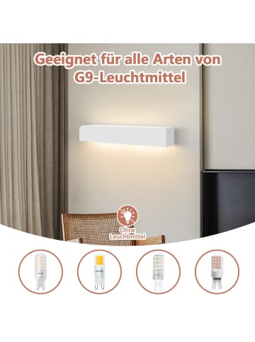 ZMH Wandleuchte in weiß G9 Up and Down Design L 52CM Gips Modern Hallampe