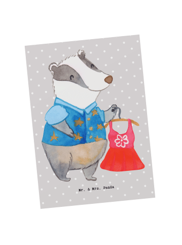 Mr. & Mrs. Panda Postkarte Modeverkäuferin Herz ohne Spruch in Grau Pastell