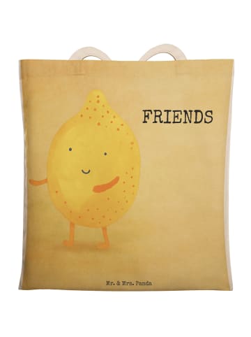 Mr. & Mrs. Panda Tasche Beste Freunde Zitrone Design mit Spruch in Weiß