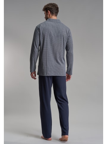 Götzburg Pyjama Brooklyn in blau-mittel-Minimal