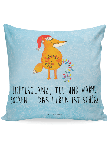 Mr. & Mrs. Panda 40x40 Kissen Fuchs Weihnachten mit Spruch in Eisblau