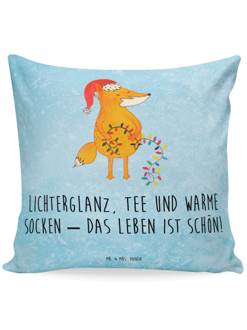 Mr. & Mrs. Panda Kopfkissen Fuchs Weihnachten mit Spruch in Eisblau