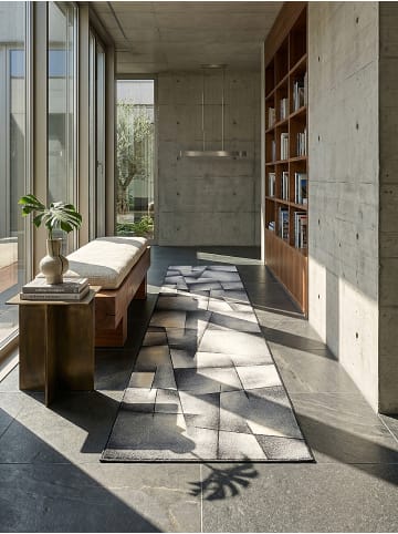 KADIMA DESIGN Läufer Patchwork pflegeleicht Wohnzimmer Schlafzimmer Flur in Anthrazit