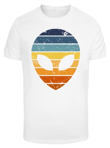 F4NT4STIC T-Shirt Alien Sonnenuntergang Retro in weiß