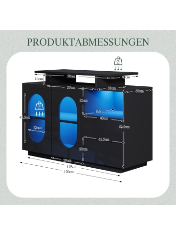 ABRIHOME Sideboard mit ovalen Glastüren und Stauraum