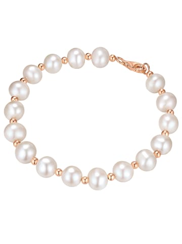 Valero Pearls Armband Sterling Silber roségold Süßwasser-Zuchtperle weiß in weiß