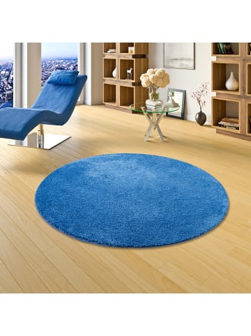 Snapstyle Hochflor-Teppich Palace Rund in blau