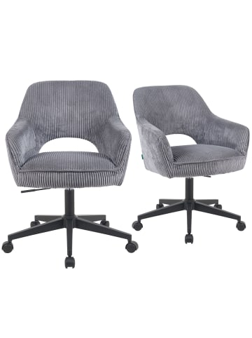 DUBI Möbel 2er-Set: Bürostuhl Mika-Ilvy in Grau - (B)60 x (H)85 x  (T)65 cm