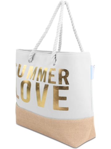 normani Bequeme Sommer-Umhängetasche, Strandtasche in Summer Love White/Gold