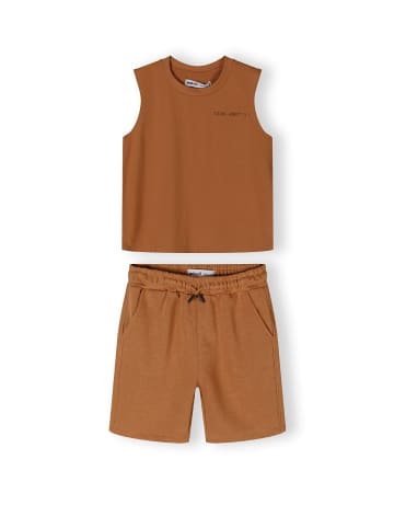 Minoti 2tlg. Set: T-Shirt & Shorts 23fleece115 in Beige
