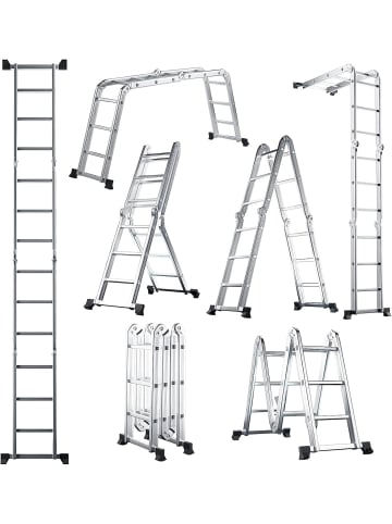 COSTWAY 7-in-1 Klappleiter Aluminium in Silber