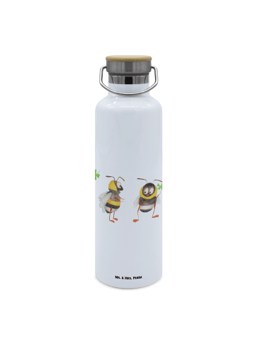 Mr. & Mrs. Panda metall trinkflasche Hummeln Kleeblatt ohne Spruch in Weiß