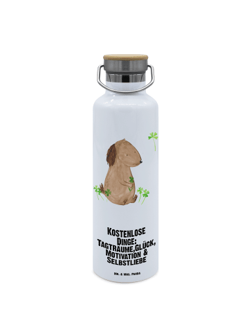 Mr. & Mrs. Panda Trinkflasche Hund Kleeblatt mit Spruch in Weiß