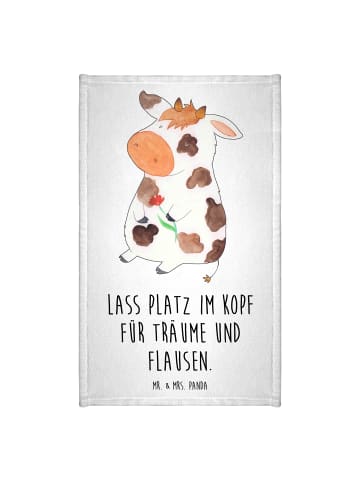 Mr. & Mrs. Panda Gästehandtuch Kuh mit Spruch in Weiß