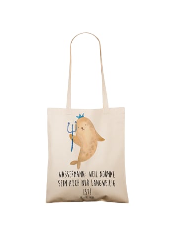 Mr. & Mrs. Panda Tragetasche Wassermann Unikat mit Spruch in Creme