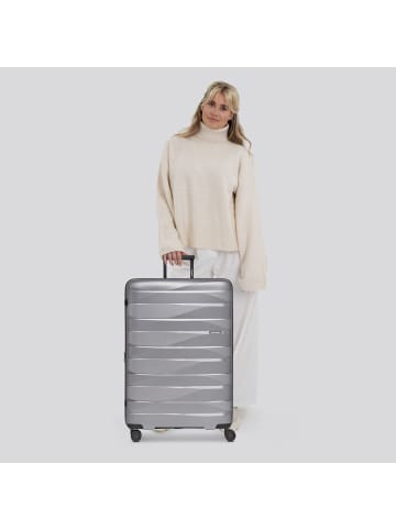 Bergpfeil Travel 4-Rollen Trolley L 75 cm mit Dehnfalte in arctic silver metallic