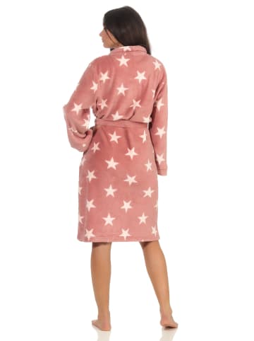 NORMANN Bademantel Sterne Morgenmantel Coralfleece - 51267 in rosa