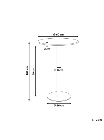 Beliani Stehtisch MORELLA in Weiß/Braun - (W) 60 x (H) 102 x (L) 60 cm