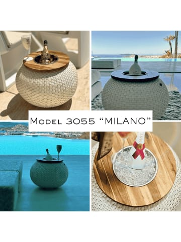 COOTAB Cooler Table 3-in-1 Loungetisch mit Edelstahl-Kühler Milano 40 cm in Champagner/Schwarz