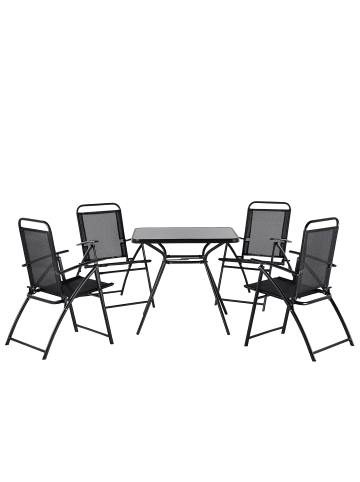 Beliani 5-tlg Gartentisch Set LIVO in Schwarz