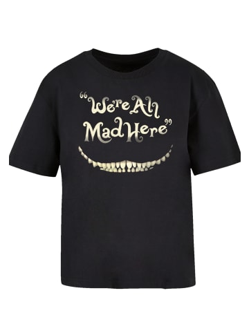 F4NT4STIC Ladies Everyday Tee Disney Alice im Wunderland Mad Here Smile in schwarz