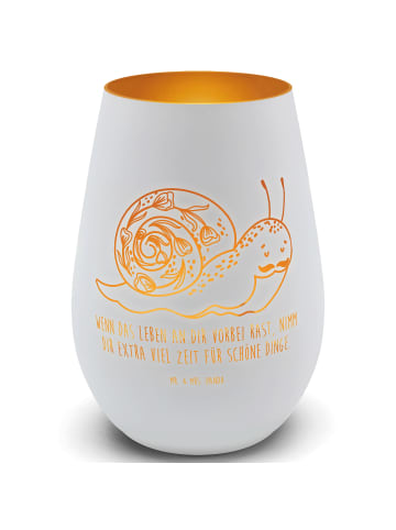 Mr. & Mrs. Panda Gold Windlicht Schnecke Sir mit Spruch in Weiß