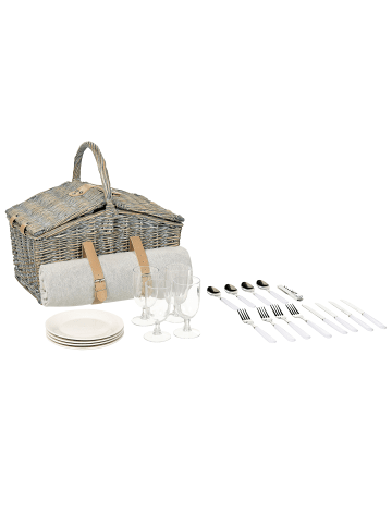 Beliani 15-tlg Picknickkorb CANELE in Grau