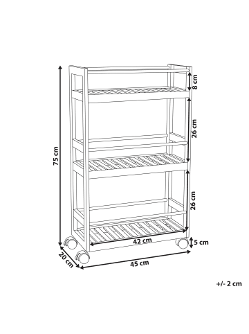 Beliani Badezimmerregal QUINTAY in Braun - (W) 45 x (H) 75 x (L) 20 cm