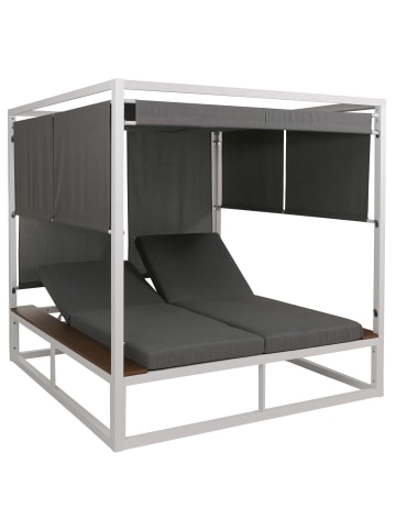 MCW Lounge-Gartenliege M63b, Weiß Polster grau