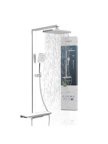 Franz Joseph Schütte HAWAII Überkopfbrause-Set, Chrom/Weiß, mit Thermostatarmatur
