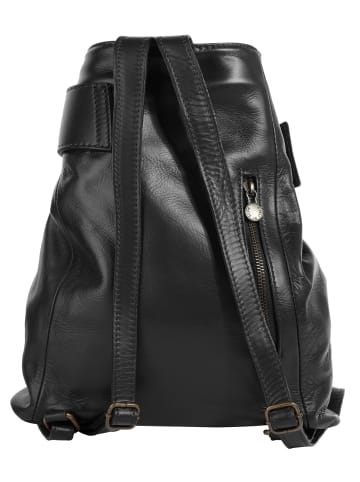 piké Cityrucksack echt Leder in schwarz