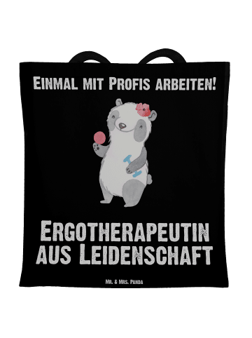 Mr. & Mrs. Panda Tote Bag Ergotherapeutin Leidenschaft mit Spruch in Schwarz