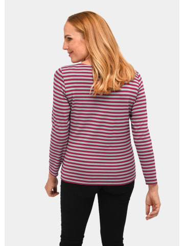 GOLDNER Kurzgröße:  Ringelshirt Buntgewirktes Ringelshirt in winterrot / grau