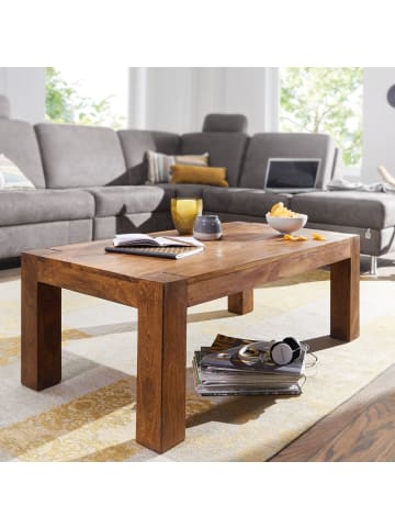 FineBuy Couchtisch in Braun / Sheesham / 60x110x40