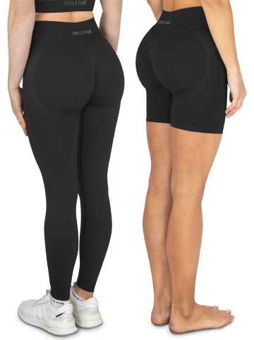 Circle Five Scrunch Shape Set (Push-Up Shorts und Push-Up Leggings) in Schwarz