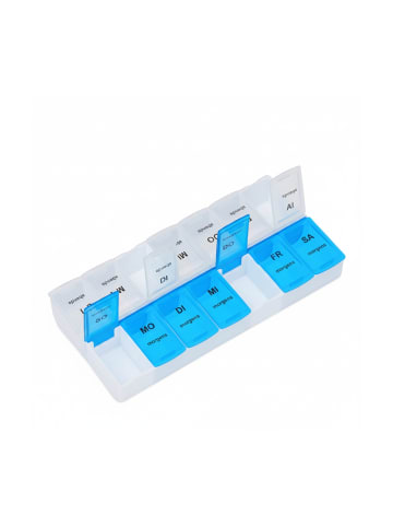 relaxdays 5x Tablettenbox in Weiß/ Blau