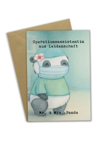 Mr. & Mrs. Panda Grußkarte Operationsassistentin Leidenschaft De... in Weiß
