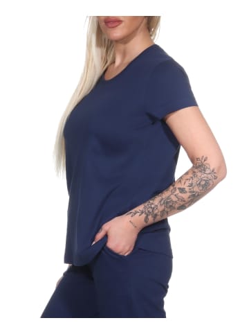NORMANN Schlafanzug Shirt kurzarm Pyjama Oberteil Mix & Match - 79685 in marine
