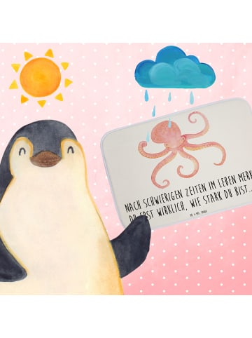 Mr. & Mrs. Panda Badezimmerteppich Tintenfisch mit Spruch in Weiß