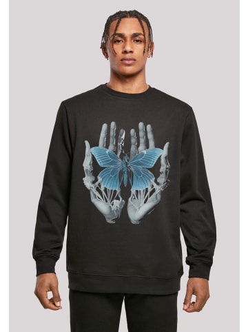 F4NT4STIC Sweatshirt Skelett Hände Schmetterling in schwarz