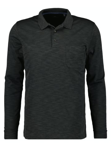 Ragman Langarm Poloshirt mit Jaquard-Muster in Grau