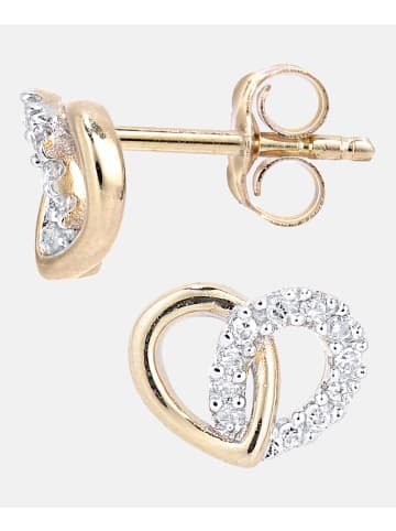 Diamant L'éternel Ohrstecker aus 375 Gelbgold mit Diamant Herz-Design