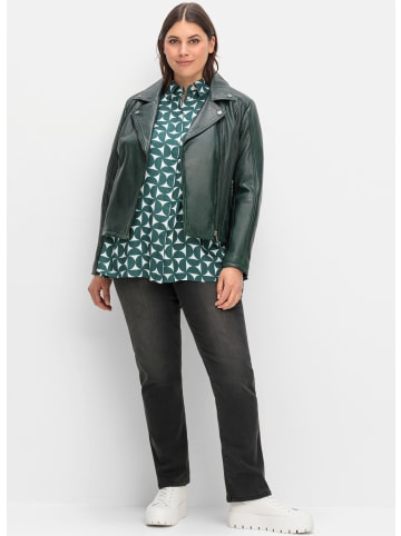 sheego Leder-Jacke in tiefgrün
