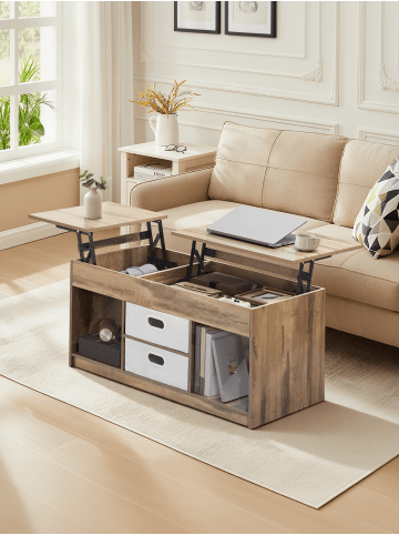 VASAGLE Couchtisch Custos in Braun-Weiß - (B)100 x (H)62.3 x (T)50 cm